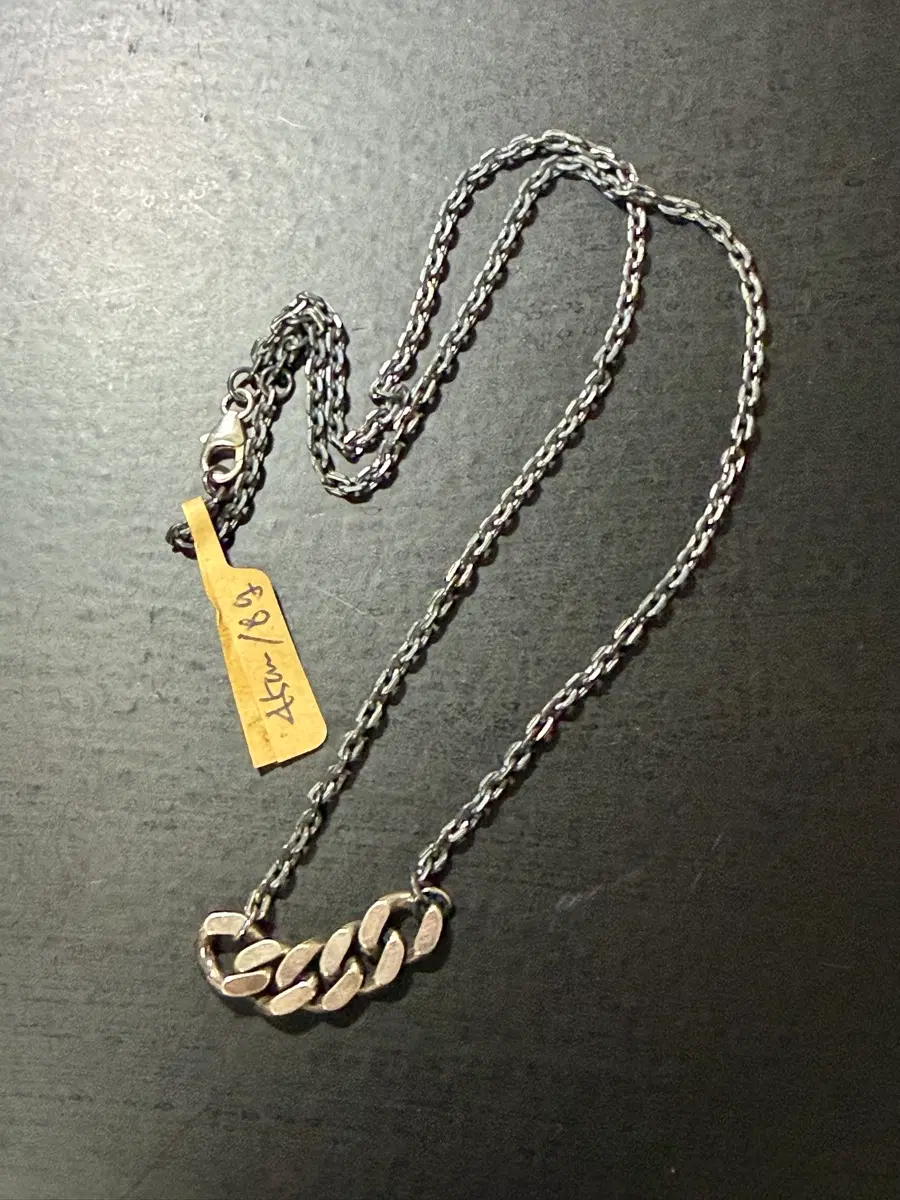 925 silver 흙도금 면체인 장식 목걸이 45cm