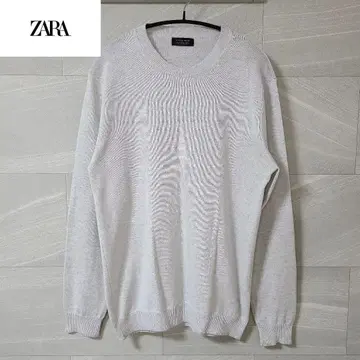 ZARA 크루넥 니트 스웨터 얇은 소재 라이트 그레이 M 사이즈