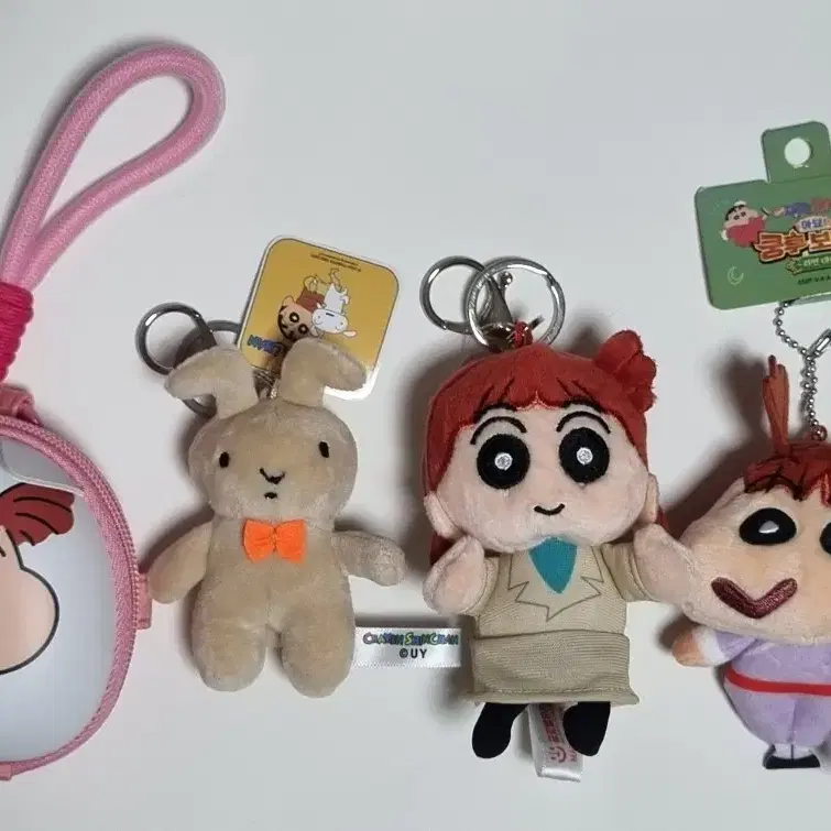 짱구는 못말려 유리, 유리 토끼 인형 키링 인형, 파우치 4개 일괄
