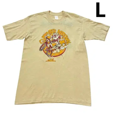 70s 80s USA제 양면 프린트 T셔츠 L 베이지 BMX 선인장