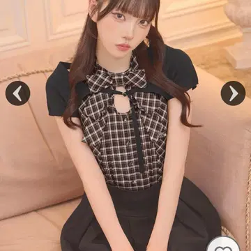미셸 마카롱 볼레로 set 프론트 리본 체크 상의