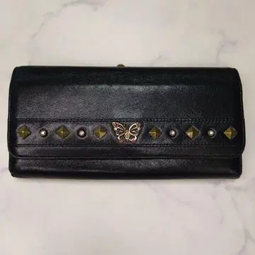 ANNA SUI 장지갑 블랙 나비 스터드
