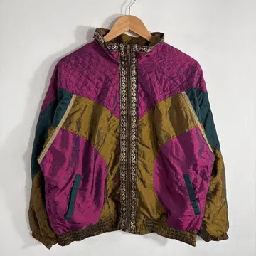 90s 빈티지 올 패턴 나일론 자켓 멀티 컬러 페이즐리