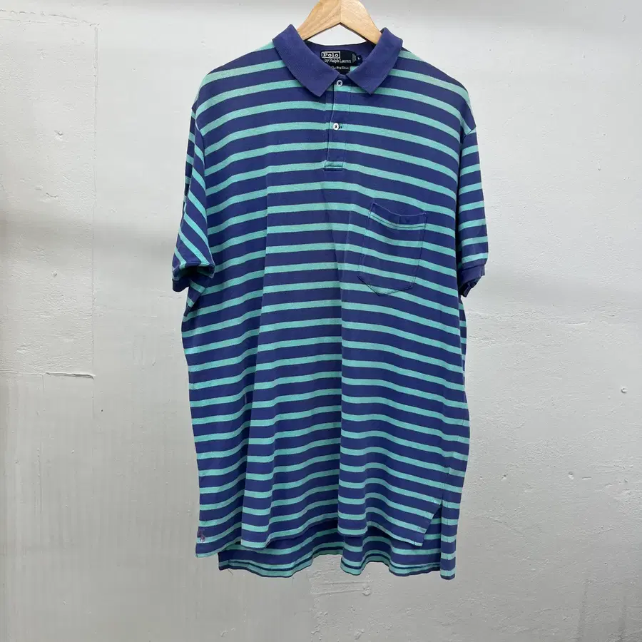 [2XL] POLO RALPH LAUREN 'BIG SHIRT' STRIPE COLLAR TEE
