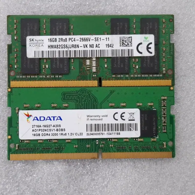 컴퓨터 노트북 메모리 DDR4 32GB (16GB 두종류 일괄)