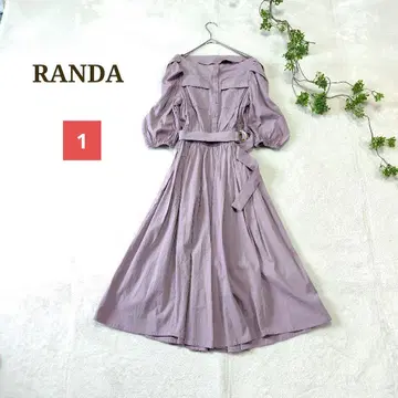 RANDA 퍼프 슬리브 플레어 원피스 라벤더 보트넥