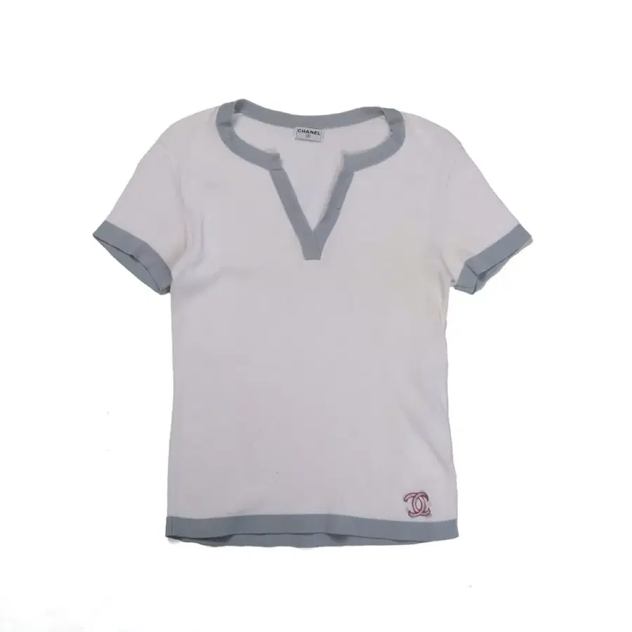 샤넬 Chanel Cotton Ringer Knit T-Shirt