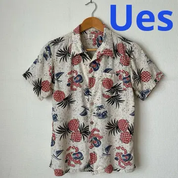 Ues 웨스 하와이안 셔츠 파인애플 패턴 반팔 셔츠