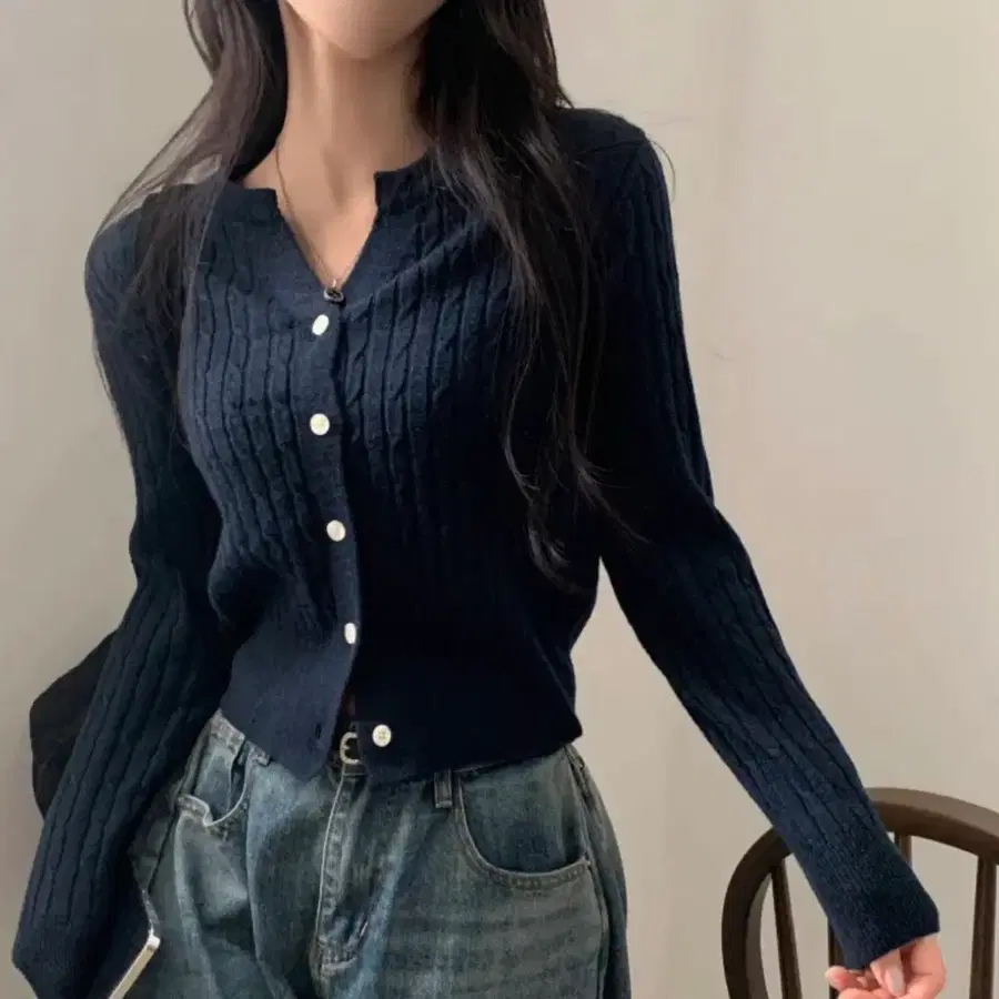 꽈배기 네이비 가디건 ( 새거 )
