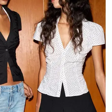 도트 무늬 반팔 셔츠 블라우스 자라 ZARA