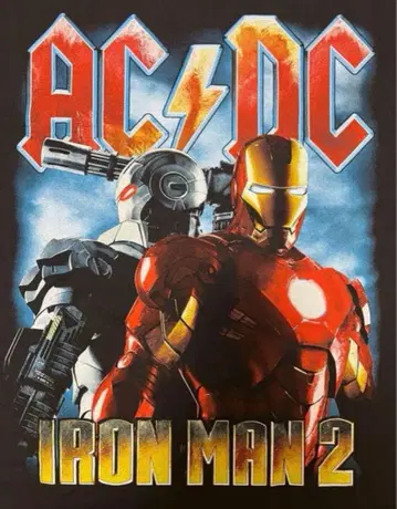 미사용 새상품 택 포함 AC/DC IRON MAN 2 T셔츠 M사이즈 아이언맨
