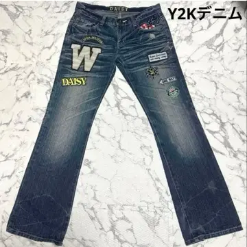 DAISY Y2K 와펜 데님 로우라이즈 M 헤이세이 갸루