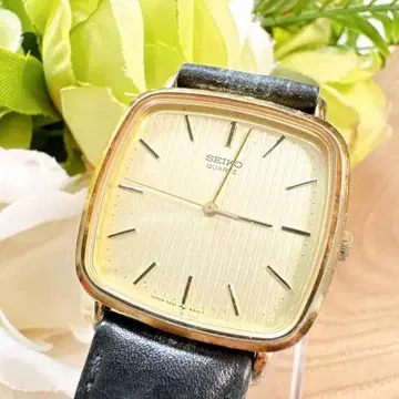 작동품 세이코 SEIKO 쿼츠식 남성용 손목시계 스퀘어 골드