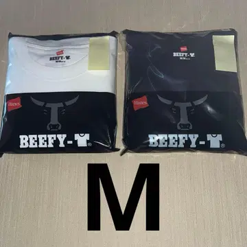 [ 새상품 ] Hanes BEEFY-T 크루넥 티셔츠 화이트 블랙 세트 2매입 M