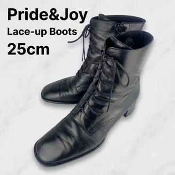 Pride&Joy 레이스업 부츠 25cm 천연 가죽 블랙