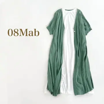 08Mab 면린넨 롱 가디건 그린