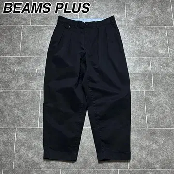 BEAMS PLUS 와이드 턱 치노 팬츠 블랙 빔즈플러스