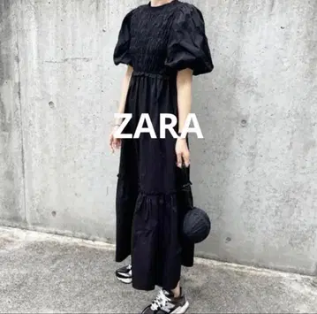 ZARA 자라 Msize 포플린 패널 미디 원피스 퍼프 슬리브 SNS 인기