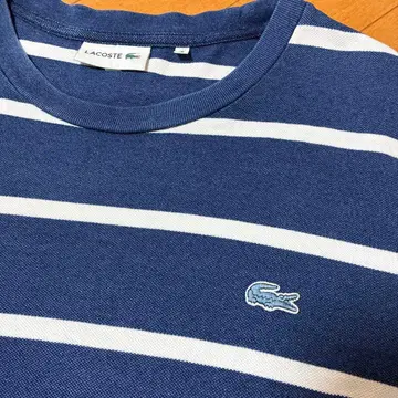 LACOSTE 라코스테 네이비 보더 무늬 반팔 T셔츠 사이즈 4