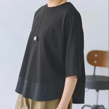 비어즐리 beardsley 라운드 헴 돌먼 티셔츠 블랙