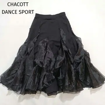 CHACOTT 댄스 스포츠 사교댄스 플레어 롱 스커트 블랙 M