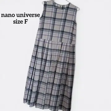 나노 유니버스 체크 무늬 슬리브리스 롱 원피스 플리츠