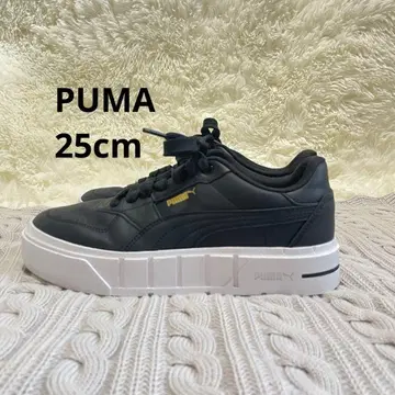 PUMA 푸마 CALI 코트 통굽 스니커즈 블랙 화이트 골드 25cm