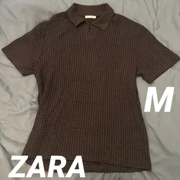 ZARA 남성용 와플 피케 셔츠 브라운 M 사이즈