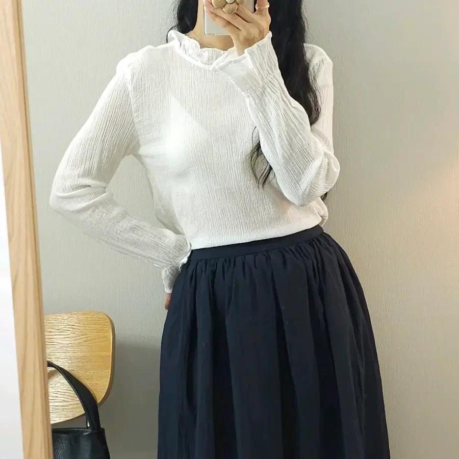 (S)스파오 여성 긴팔 블라우스 프릴 H16W4404