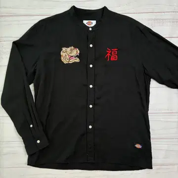 Dickies 디키즈 밴드 카라 워크 셔츠 긴팔 자수 블랙 L