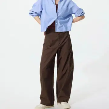 UNIQLO 저지 배럴 레그 팬츠 브라운 당일 발송 가능