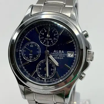[ 작동 ] SEIKO ALBA 크로노그래프 데이트 남성용 손목시계 qz