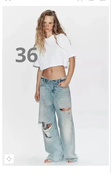 완판템 ZARA TRF 미드라이즈 접이식 허리 데님 팬츠 36