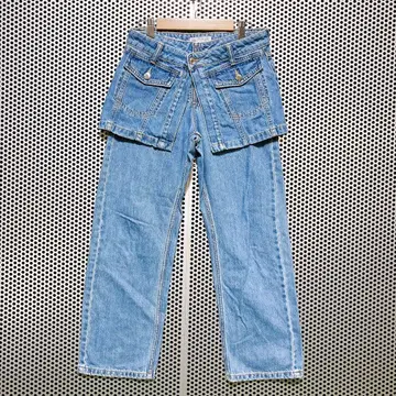ZARA 데님 팬츠 스커트 레이어드 스타일 코튼 100% 164cm