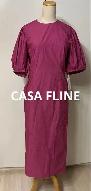 택 포함 CASA FLINE 퍼프 슬리브 롱 원피스 핑크 정가 27500엔