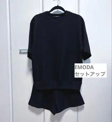 EMODA 셋업 여름 아이템 여름옷 반팔 숏 팬츠 블랙 에모다