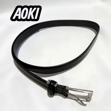 [ 새상품급 ] AOKI 아오키 남성용 벨트 블랙 실버 버클 비즈니스