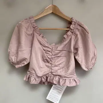 새상품 탑샵 TOPSHOP 튜닉 블라우스 퍼프 슬리브 핑크