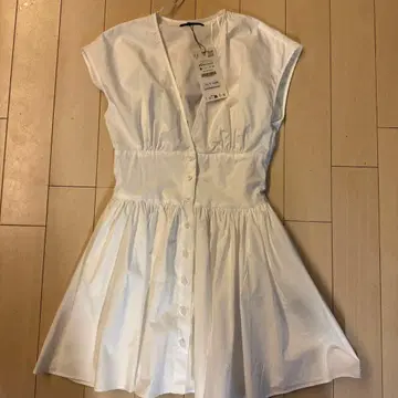 ZARA 포플린 셔츠 원피스 화이트 XS