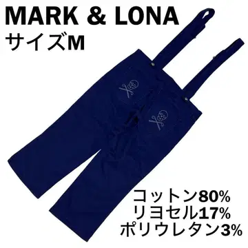 MARK&LONA 서스펜더 팬츠 네이비 M 스컬 자수 스트레치