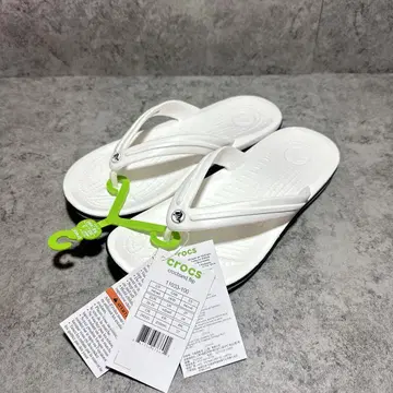 새상품 crocs crocband flip 비치 샌들 화이트 24cm
