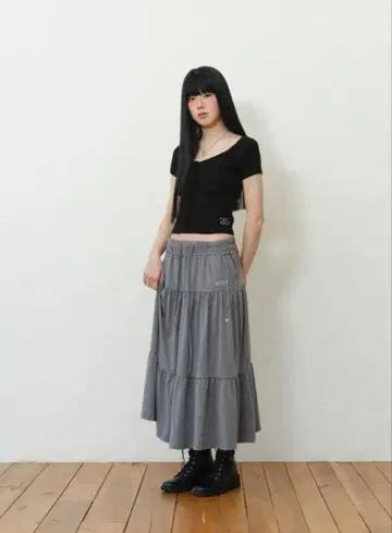 ASON AMY LONG SKIRT / GRAY FREE SIZE