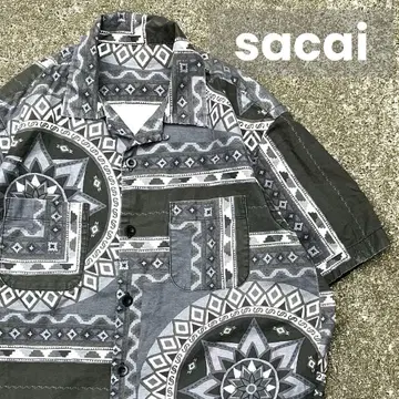 최종 가격 sacai 사카이 올 패턴 반다나 프린트 오픈 카라 반팔