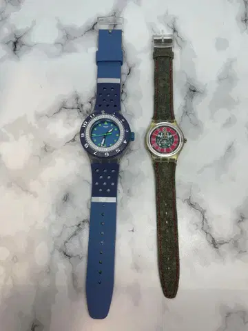 Swatch 90s 빈티지 스와치 레트로 디자인 워치 배터리 없음