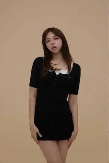 andmary cyndi 프릴 니트 미니 드레스
