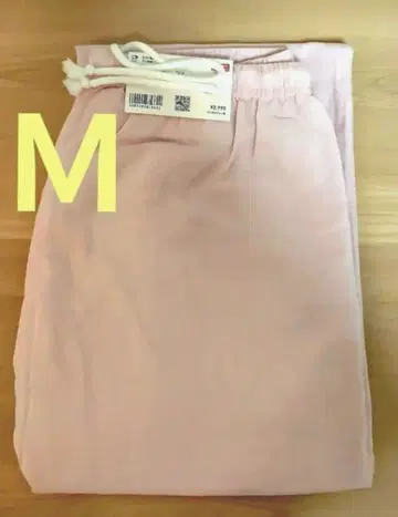 새상품 유니클로 린넨 블렌드 이지 팬츠 핑크 M 표준 사이즈
