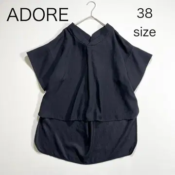3783 [새상품급] ADORE 반팔 블라우스 백리본 다크 네이비 38