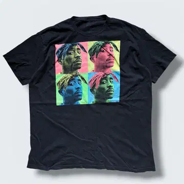 구제 의류 앤디 워홀풍 2Pac 아트 T셔츠 블랙 XL