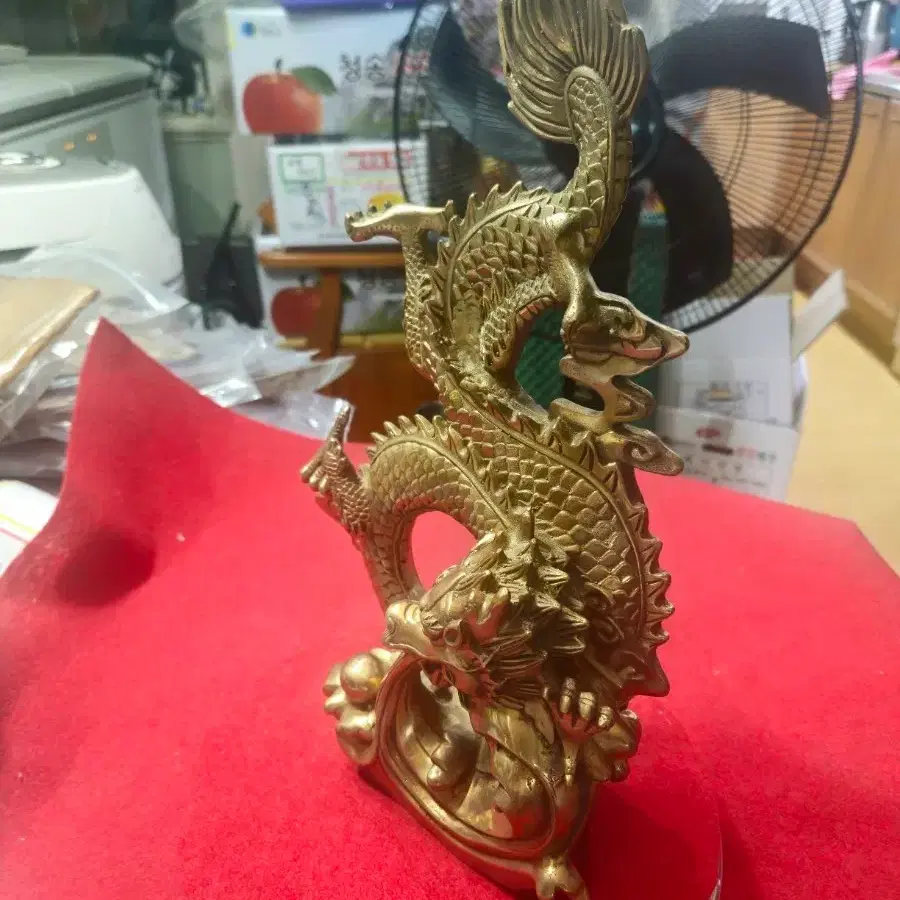 [명품 골동] 건륭년제 백동 쌍룡 조각상 (3.1kg 풍수 재물운 대형 오브제)