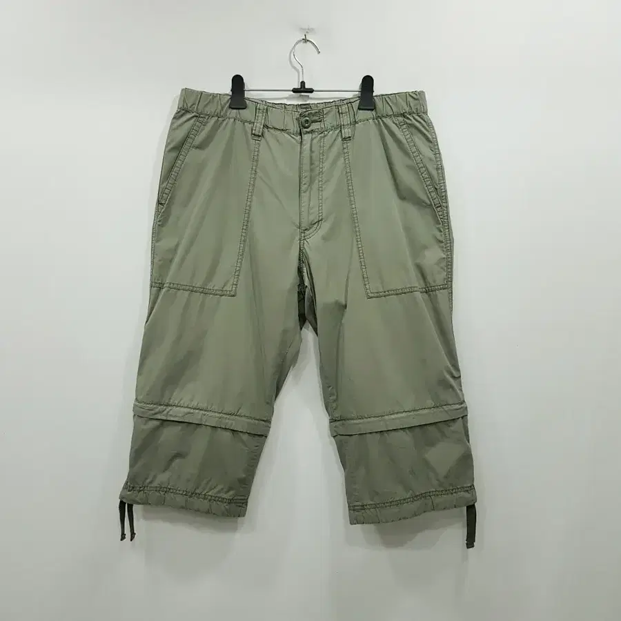 유니클로 카키색 버뮤다팬츠 바스락 7부 반바지 남L R247